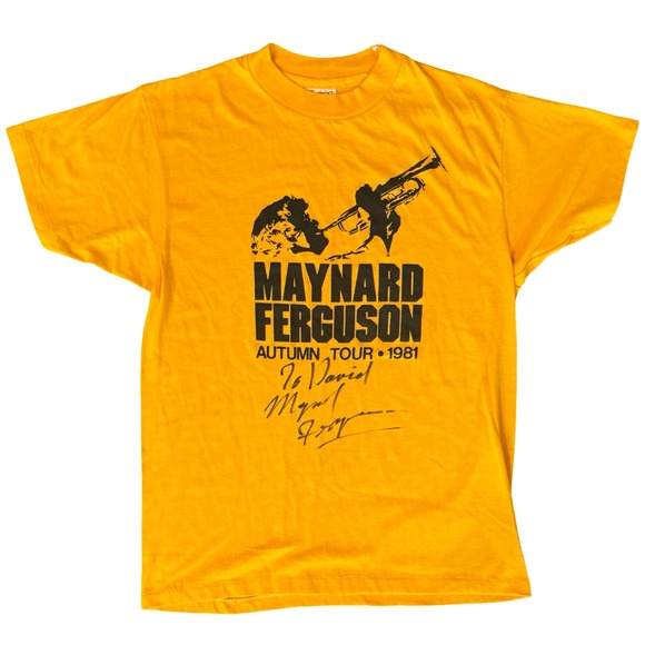 Vtg 1981 Maynard Ferguson AUTUMN TOUR Tee L Signed Jazz Trumpet Hanes USA Shirt - Picture 1 of 6